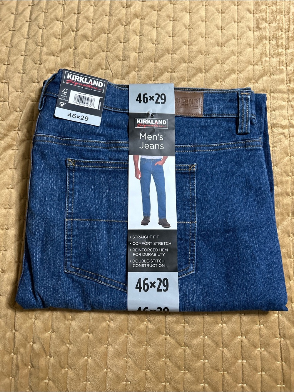 Kirkland Straight Fit, Comfort Stretch Mens Jeans NWT 46x29